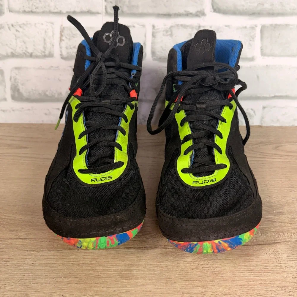 Rudis Alpha Wrestling Shoes Neon Multi Black Mens 10